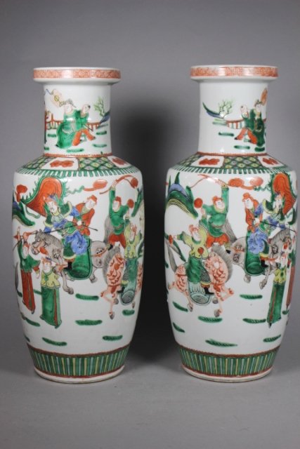 Pair Of Chinese Famille Verte Porcelain Vases (1 of 8)