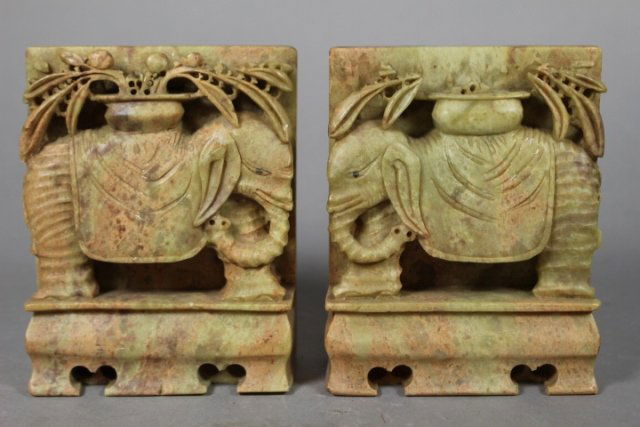 Pair Of Chinese Soapstone Carved Bookends (1 of 5)