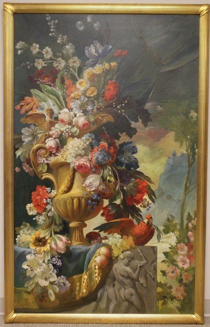 Large Neoclassical Floral Still Life Oil on Canvas (1 of 9)