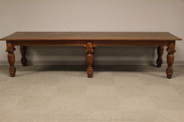 Late 19th Century English Carved Apron Harvest Table (1 of 9)