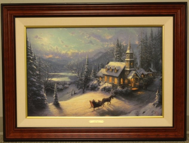 Thomas Kinkade Canvas Print "Sunday Evening Sleigh (1 of 8)