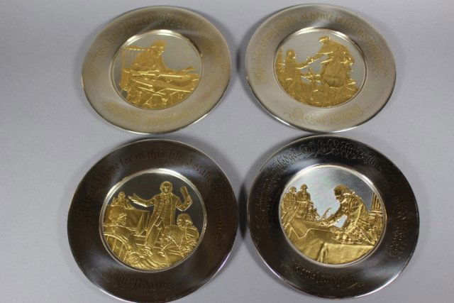 Set Of 4 Sterling Silver Commemorative Plates (1 of 9)