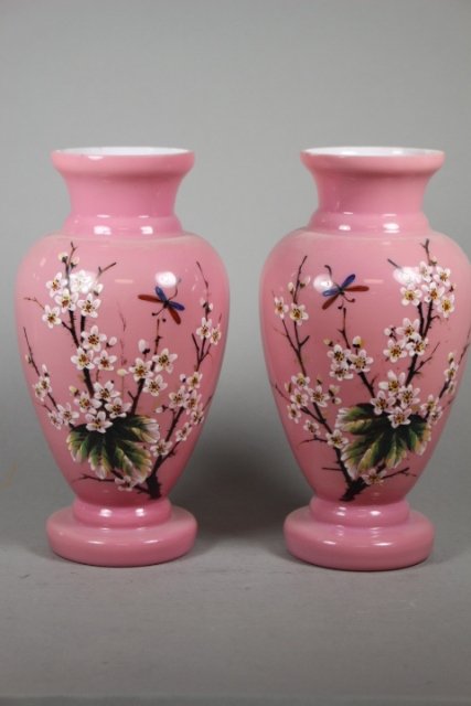 Pair Of Bristol Pink Vases (1 of 9)