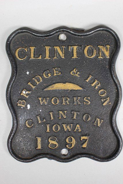 Clinton Bridge & Iron Works Cast Iron Builder's Plate (1 of 7)