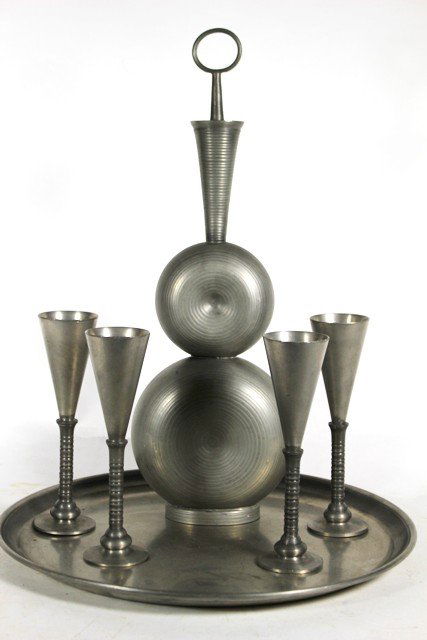 Havstad Norwegian Pewter Decanter and Cordial Set (1 of 7)