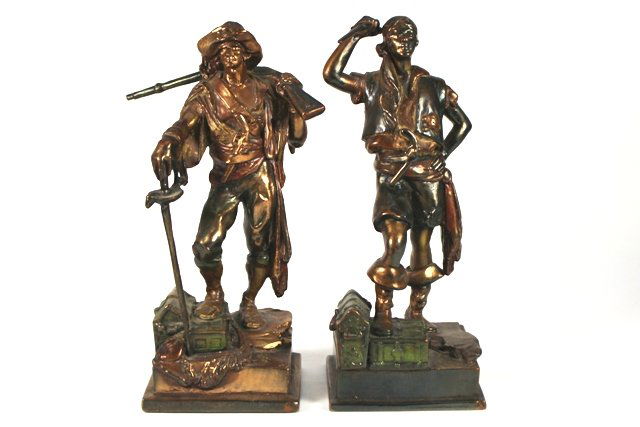 ca 1920 Pompeian Bronze Co. Figural Clad Bookends (1 of 8)