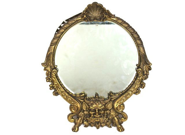 Vintage Satyr Head Brass Vanity Dresser Mirror (1 of 7)