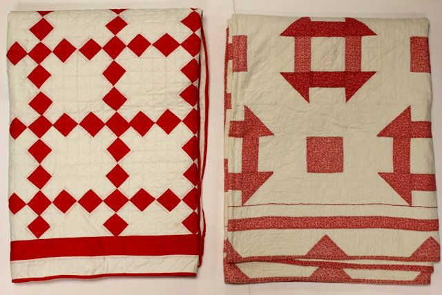 Red Square and Greek Cross Patterned Country Quilts (1 of 7)