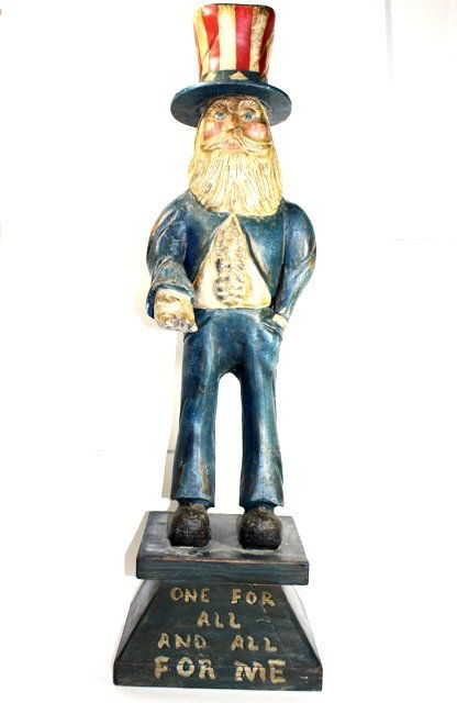 ca. 1960's Uncle Same Carved and Painted Folk Art (1 of 9)