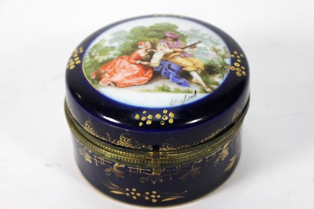 19th C. Sevres Style German Porcelain Powder Jar (1 of 6)