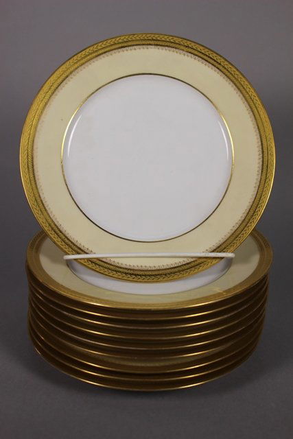 Ten Wm Geurin & Co. Limoges Dessert Plates Gilt Rim (1 of 5)