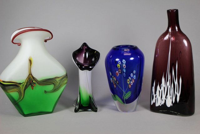 Collection of Four Hand Blown Art Glass Vases (1 of 9)