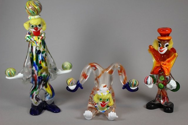Three Juggling Murano Art Glass Circus Clowns (1 of 9)