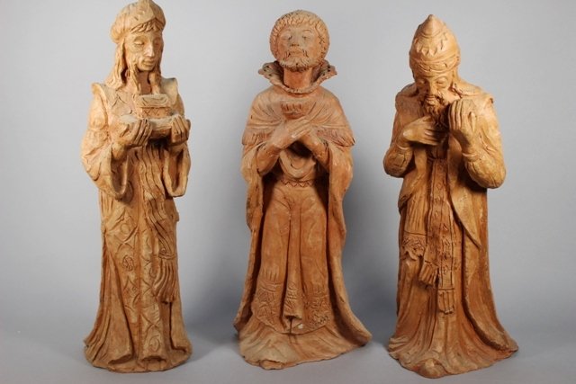 Giuseppe Nicolini Sculpted Terracotta Three Wise Men (1 of 8)