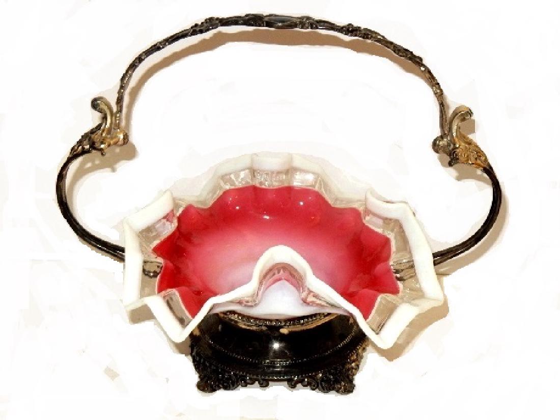 Victorian Silver-plate Brides Basket With Bowl (1 of 7)