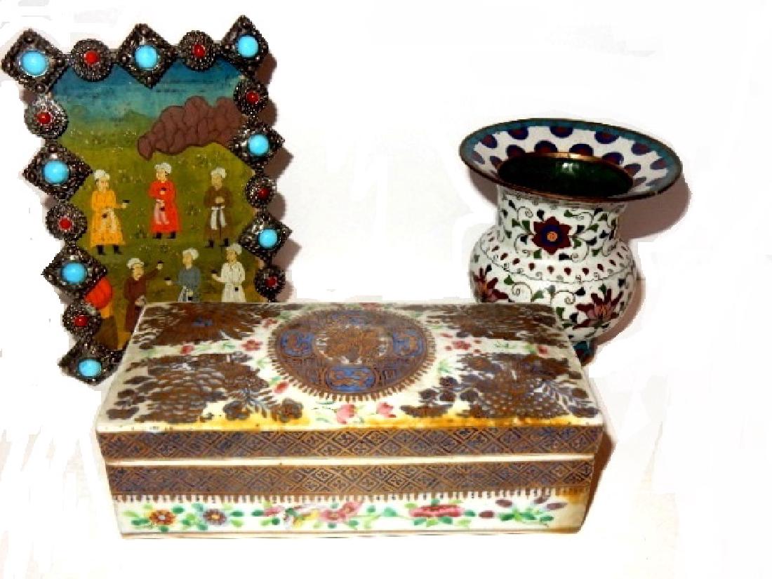 Cloisonne Vase, Porcelain Box & Picture Frame (1 of 10)