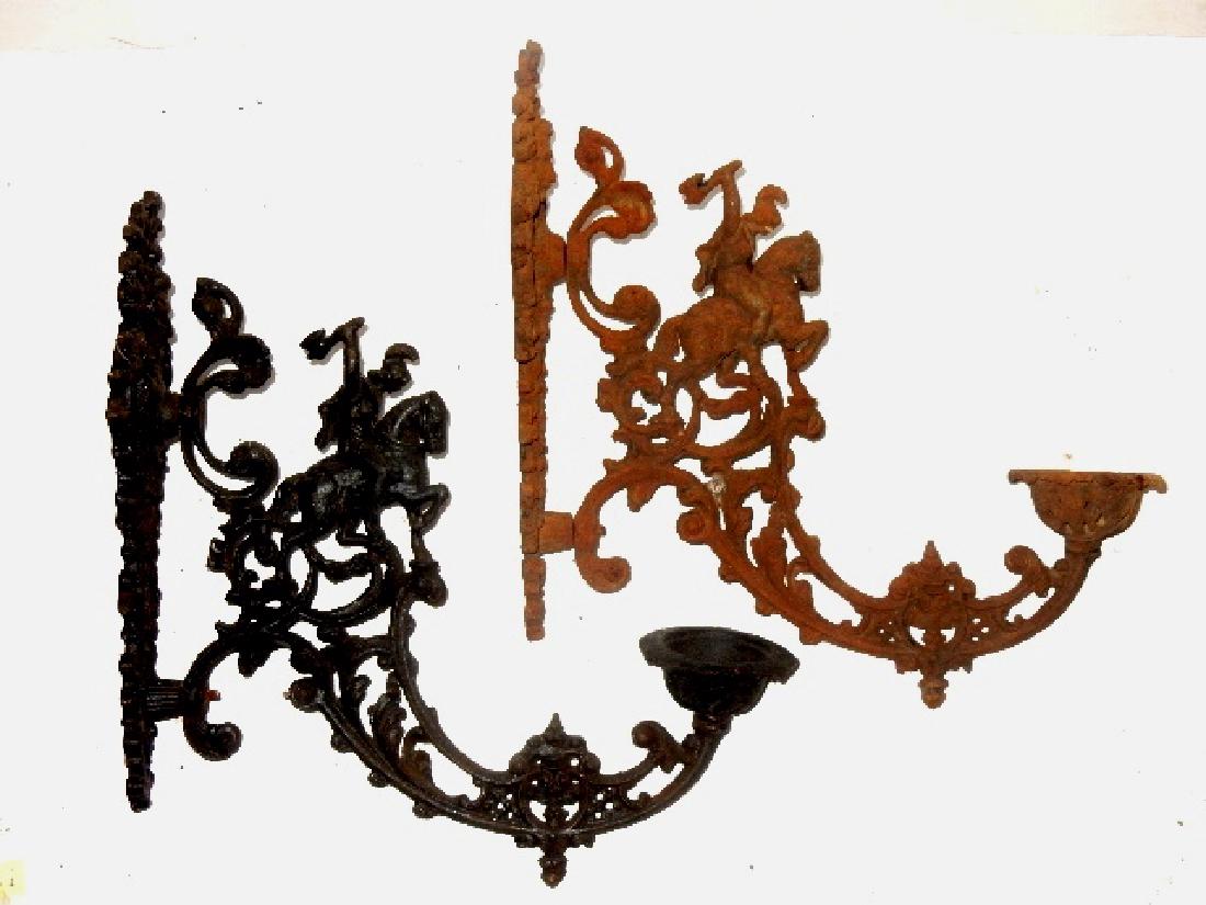 Ornate Cast Iron Horse & Warriors Lamp Bracket's (1 of 9)