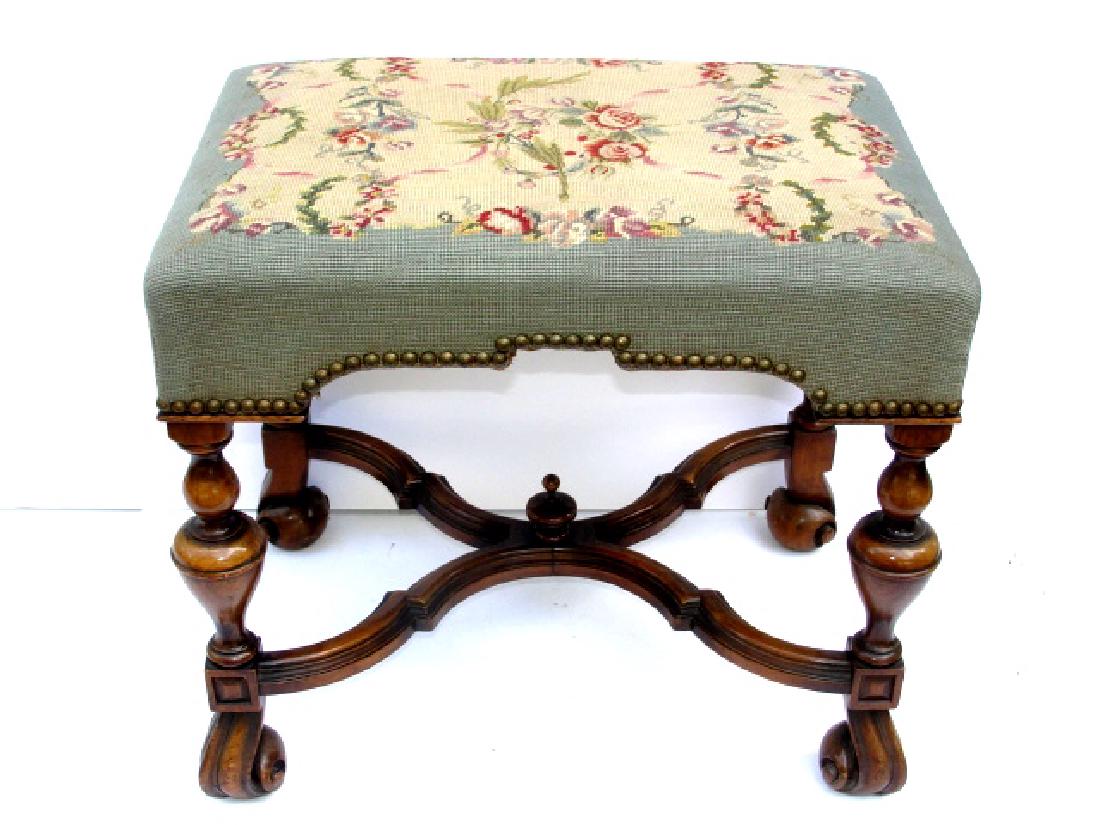 William & Mary Style Needlepoint Bench (1 of 4)
