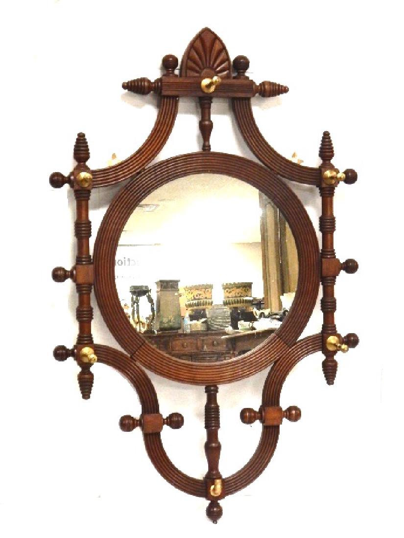 Victorian Hanging Walnut Hat Rack Mirror (1 of 5)