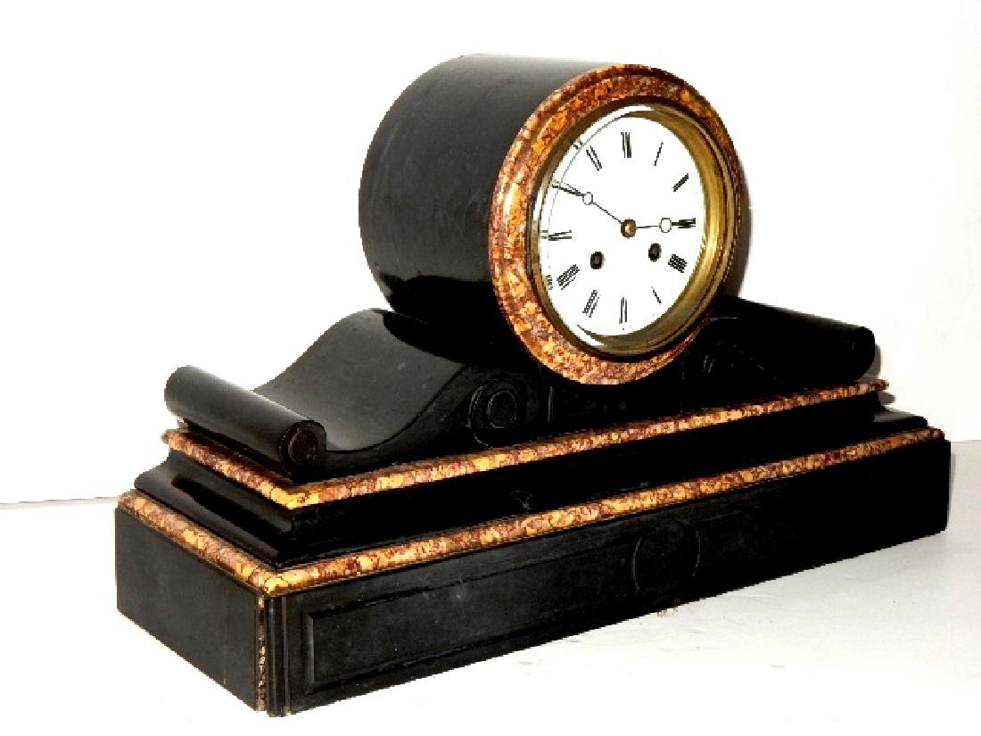 French Belgian Black Slate & Marble Clock (1 of 8)