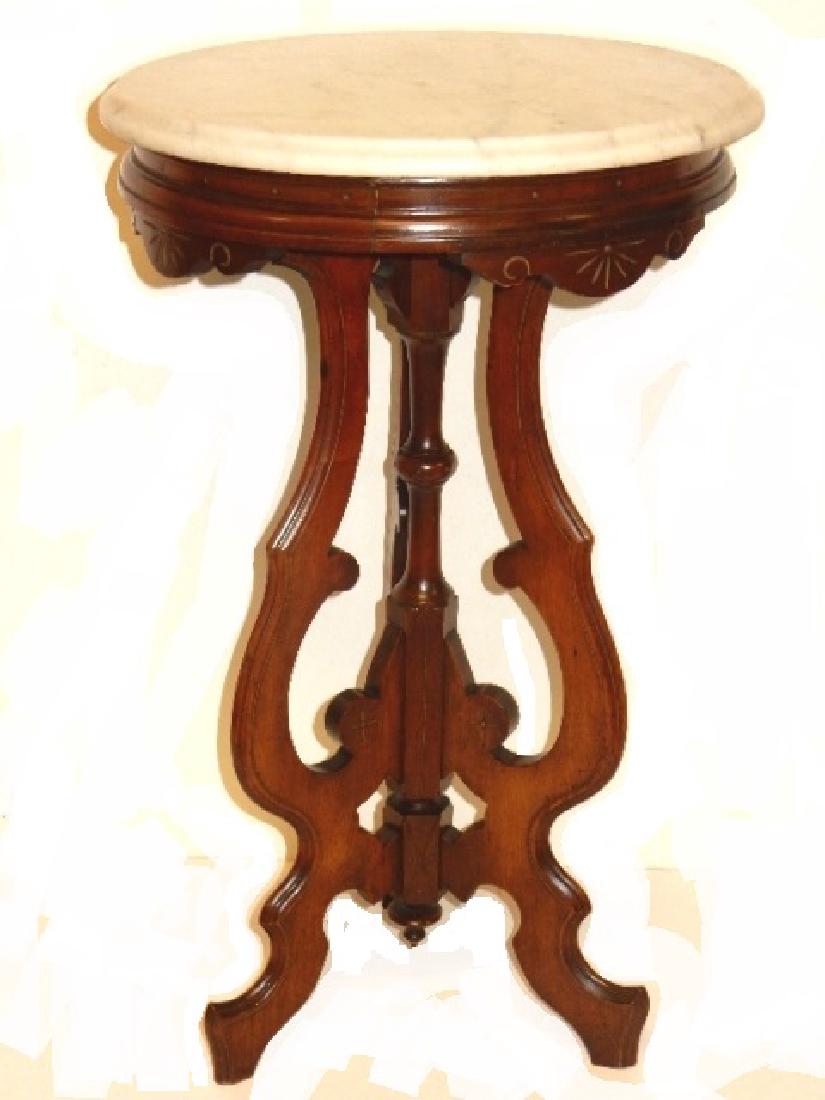 Victorian Walnut Round Marble Top Table (1 of 5)