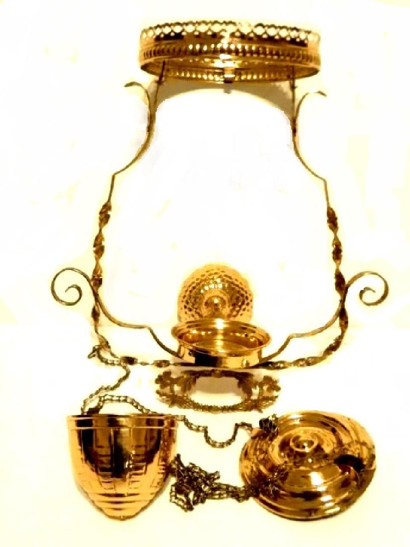 Victorian Brass Pull Down Lamp Frame (1 of 6)