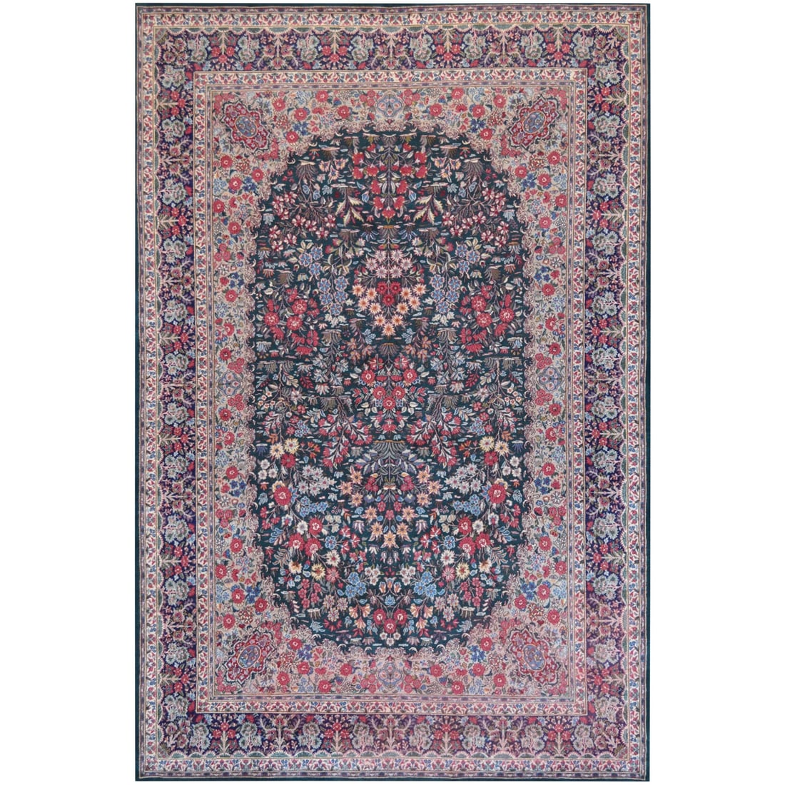 Mansour Kerman Tabriz Wool Rug - 6?9? × 10?4?: Extremely high quality Tabriz made in China.This masterpiece features master detailed workmanship and masterful color combinations. 100% natural wool pile. Brand new.