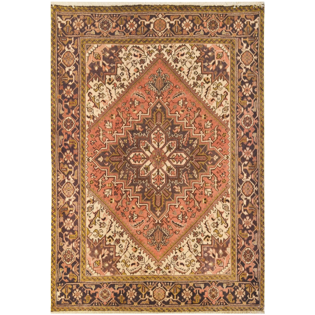 Mansour Handmade Persian Heriz: Authentic handwoven Heriz from northwest Iran. This highly sought-after rug is made of fine natural Persian wool and it features Mid-century style wih classical elements of Persian rug design.
