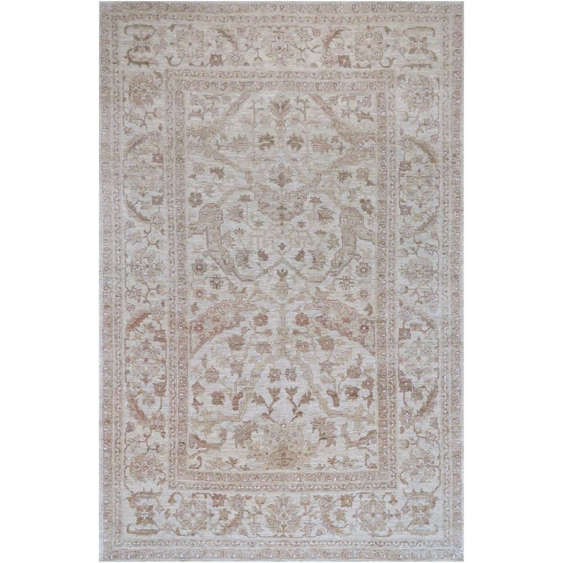 Mansour Handwoven Wool Agra Rug - 6' X 9': Woven very skillfully in Pakistan this beautiful Agra features a brilliant subtle coloration and an amazing texture. 100% natural wool pile.