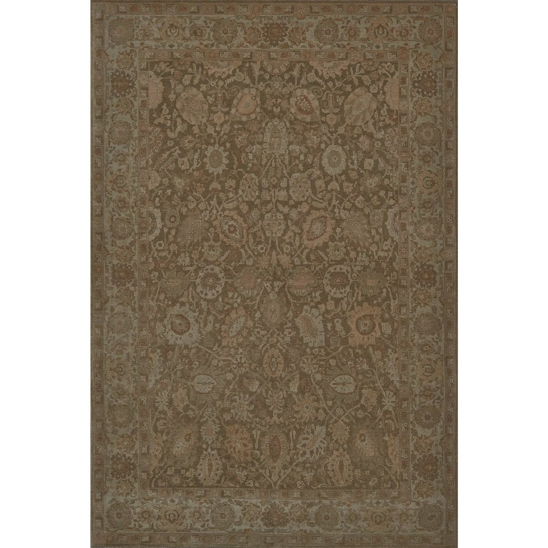 Mansour Turkish Handwoven Tabriz Rug - 6' X 9': Skillfully created in Turkey, this beautiful Tabriz features a soothing almond color field and an exceptionally fine weave. 100% natural wool pile. Brand new.