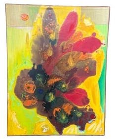 Large Yellow / Red  Abstract Oil-On-Canvas by Rhode Island Artist Antonio Dattorro