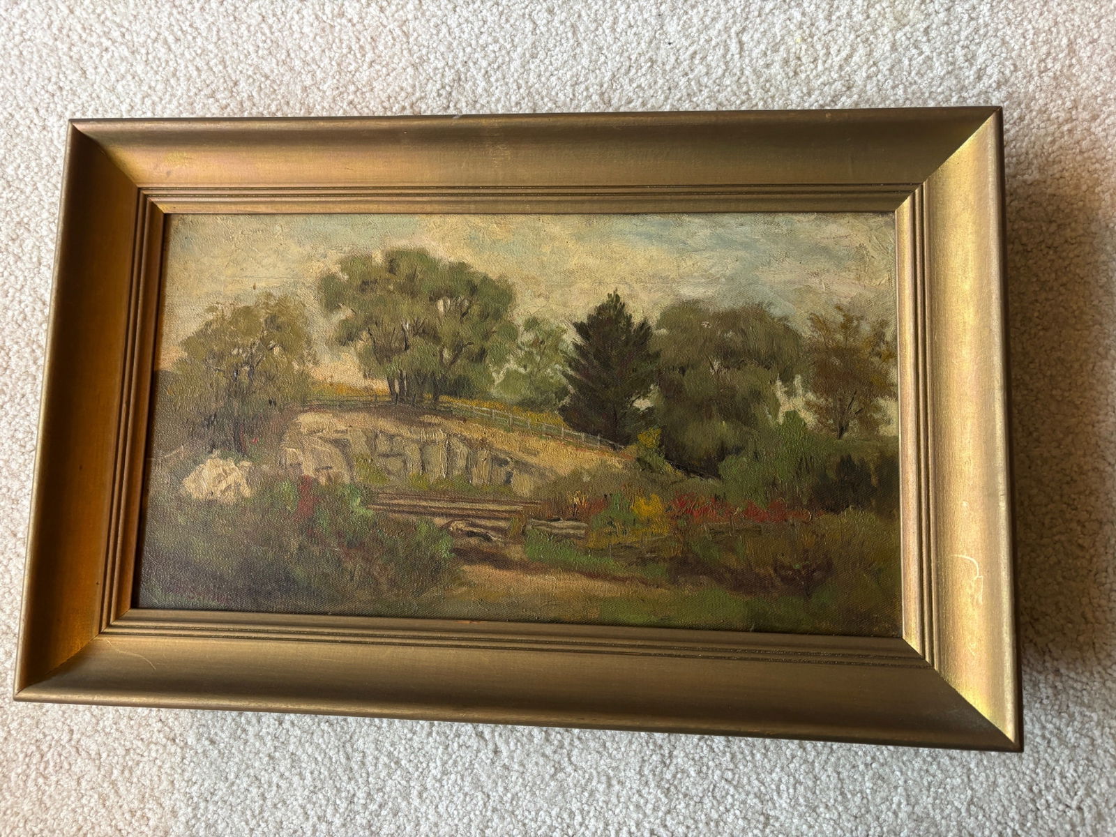 Benjamin Wyatt Stillwell (1831-1914) Oil on Canvas, Landscape with Fence (1 of 3)