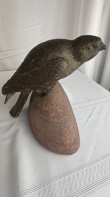 Vintage Bronze Bird Sculpture on Rock Signed Austria (1 of 4)