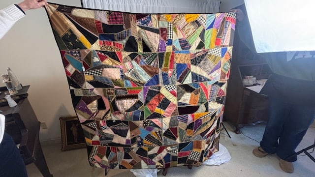 Crazy Quilt, Dated with Card, Martha's Vineyard, 1895 (1 of 2)