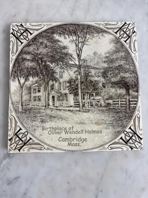 Minton's Art Tile, The Birthplace of Oliver Wendell Holmes: Shows the historic property of where Holmes was born.