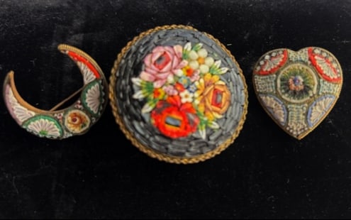 Trio of Antique Milliefiore Pins (1 of 1)