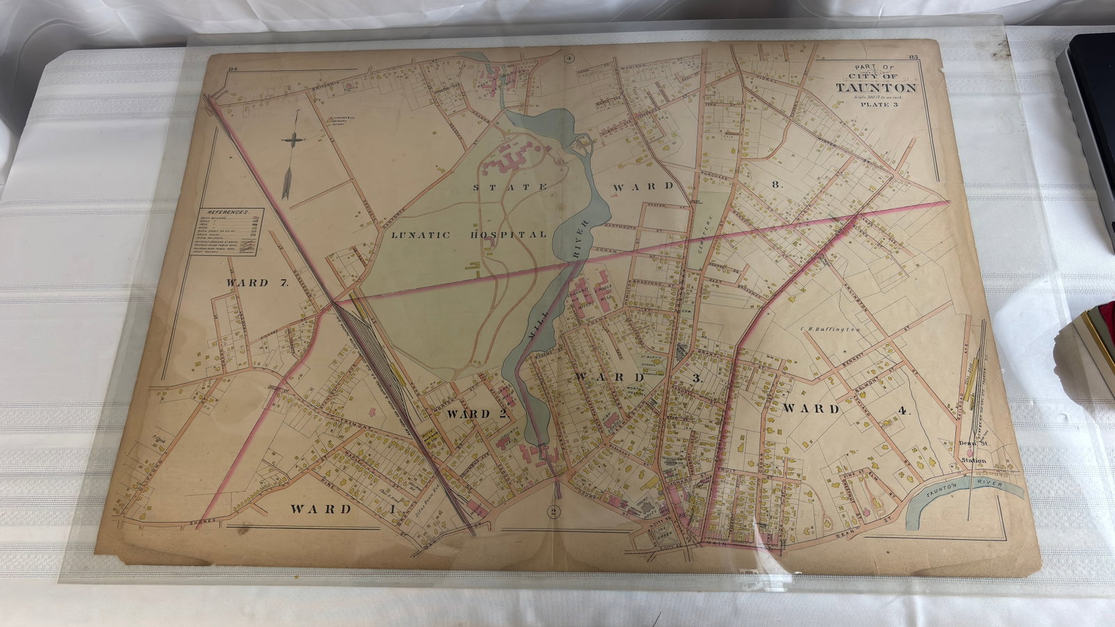 Antique Plate Atlas Map of Taunton, MA c.1880 Plate 3 (1 of 4)
