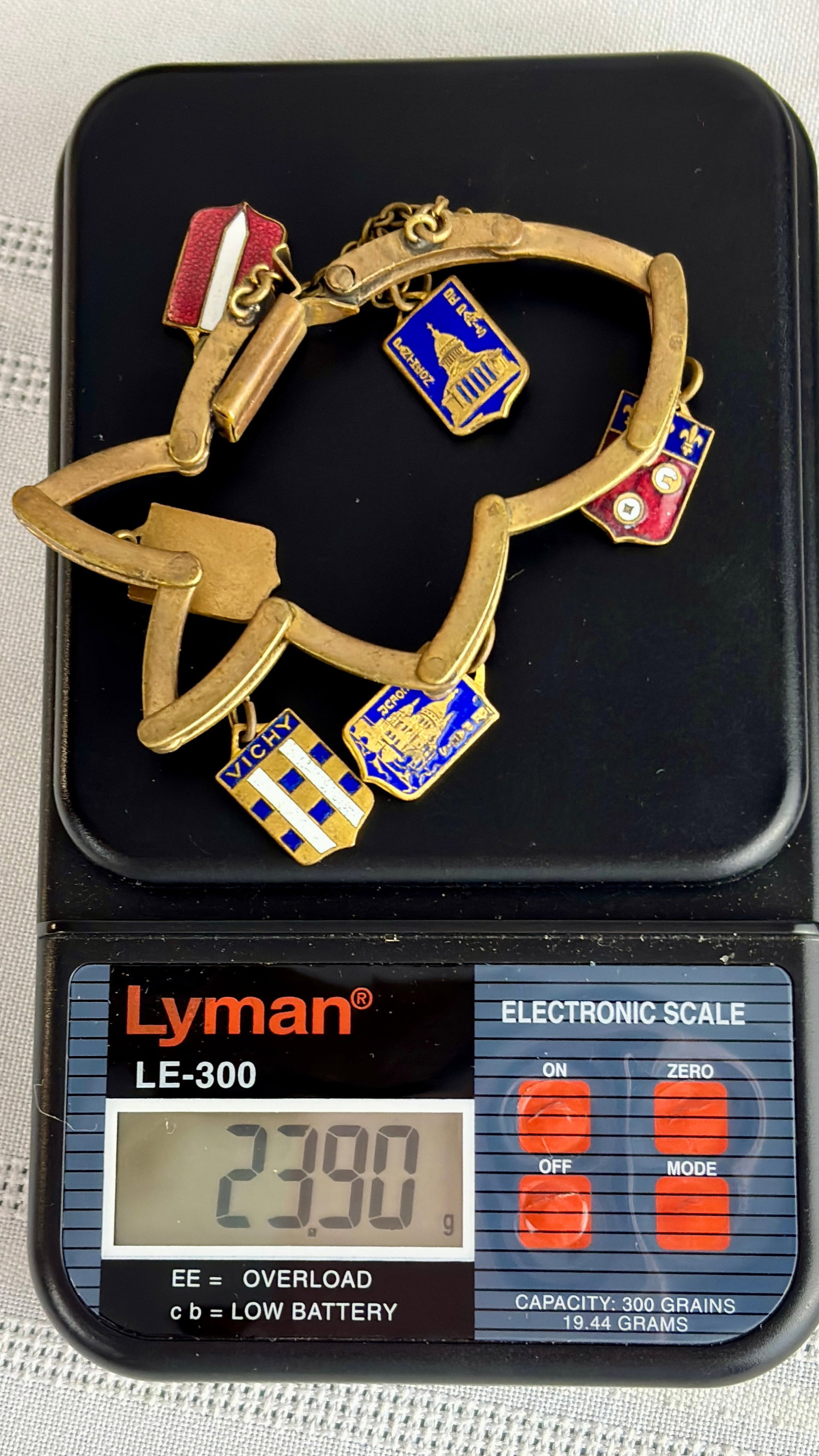 Antique Brass Souvenir Gate Bracelet with Enameled Flags (1 of 2)