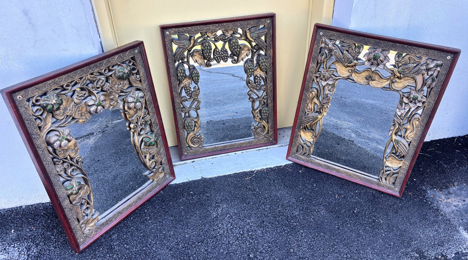 Victorian meets Art Nouveau - Custom Made Mirrors (3) with Ethereal Borders: Lovely pieces, no issuesWeight on each is 18 pounds. "It leans into Art Nouveau — organic forms, flowing lines, nature motifs — but it also has a touch of Victorian romanticism. It’s the kind of