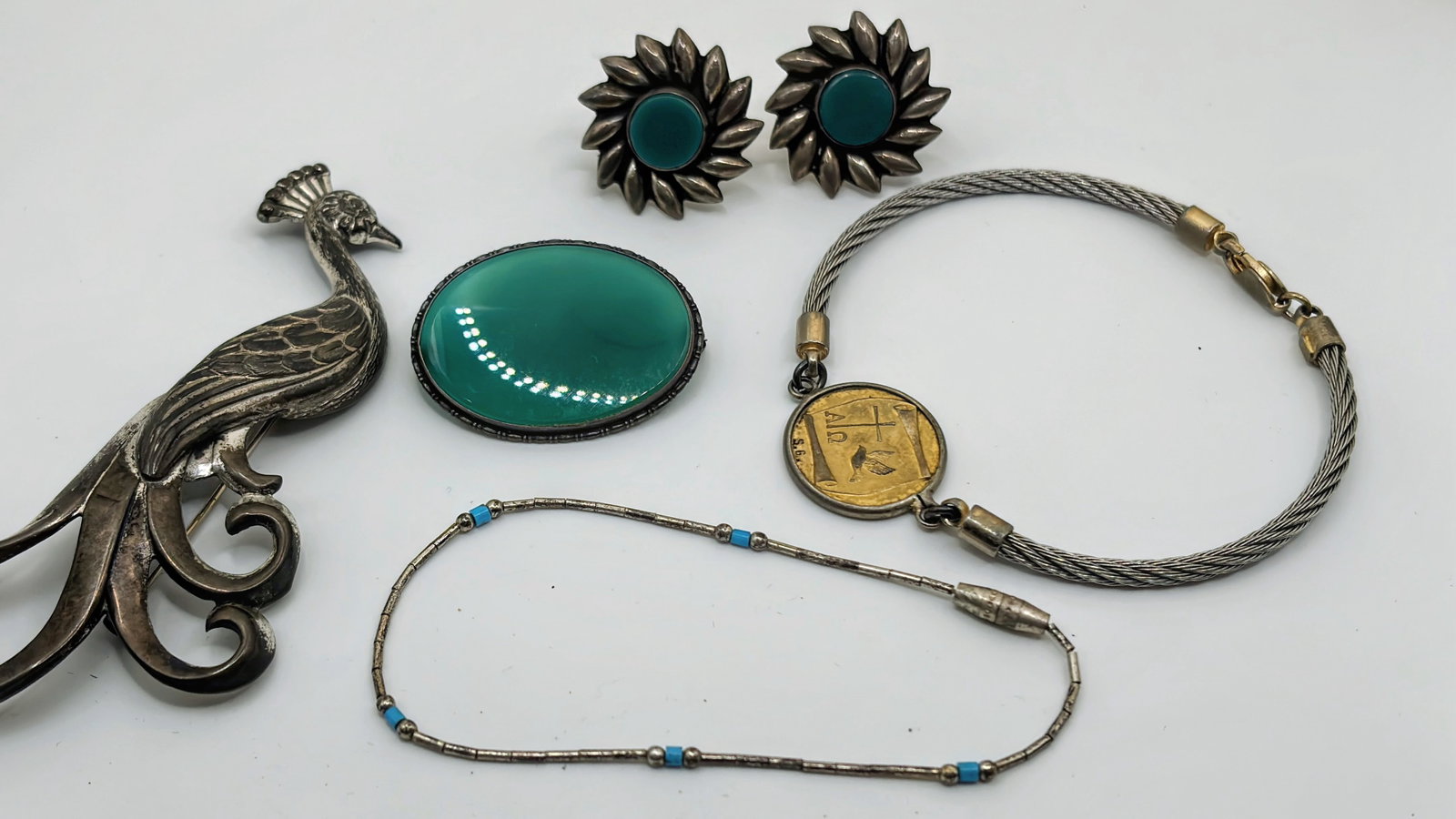 Assorted Antique/VTG Sterling Silver 925 Brooches & Bracelets & Earrings Jewelry Lot 35g (1 of 5)