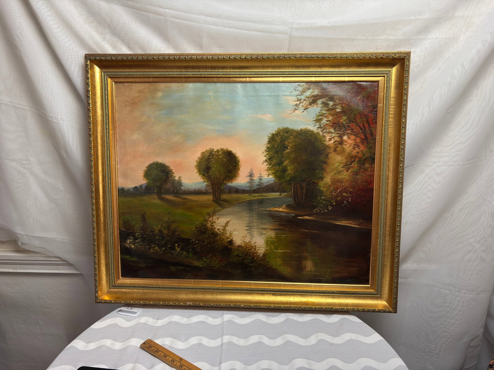 Rich Landscape Original Painting, Oil-on-Canvas, Artist Unknown: Rich Landscape Original Painting, Oil-on-Canvas, appears to be unsigned In good overall condition, with slight wear.