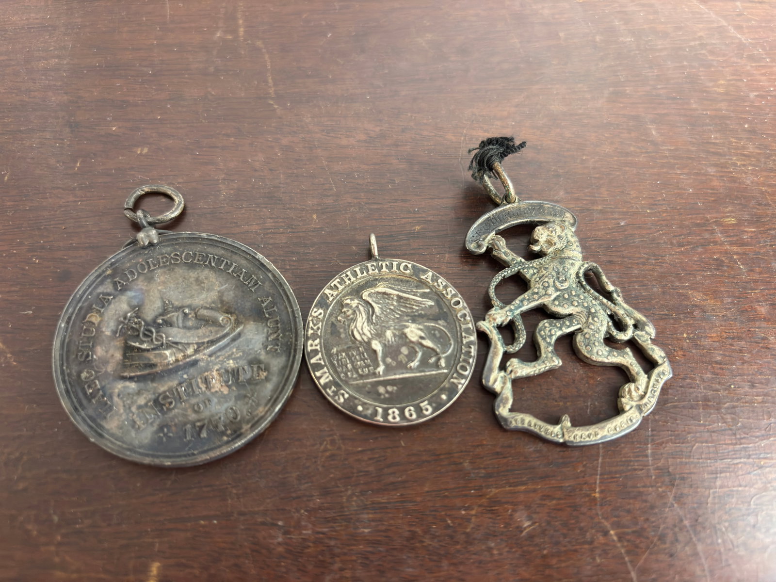 1800's Medals - The Institute of 1770 (Harvard), St. Mark's Athletic Association 1865, Lion: 1800's Medals - The Institute of 1770 (Harvard), St. Mark's Athletic Association 1865, Lion has name at top - Frothingham