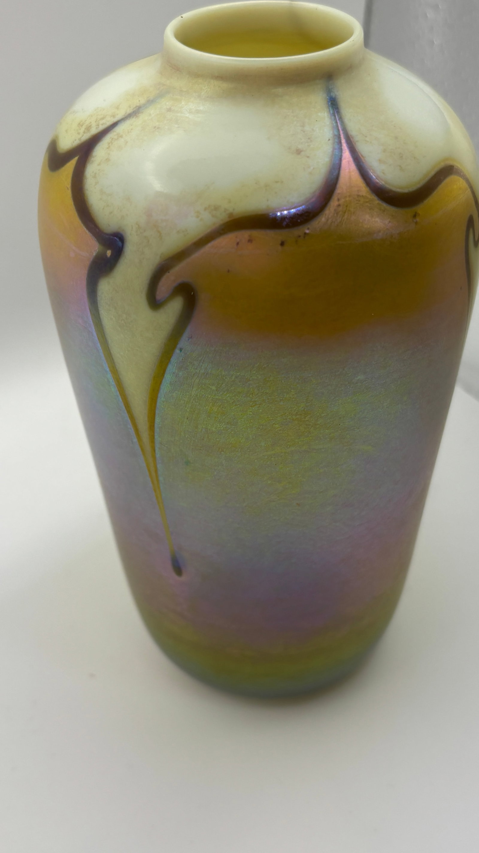 Exquisite Tiffany Art Glass Vase -Pulled Iridescent Style (1 of 4)