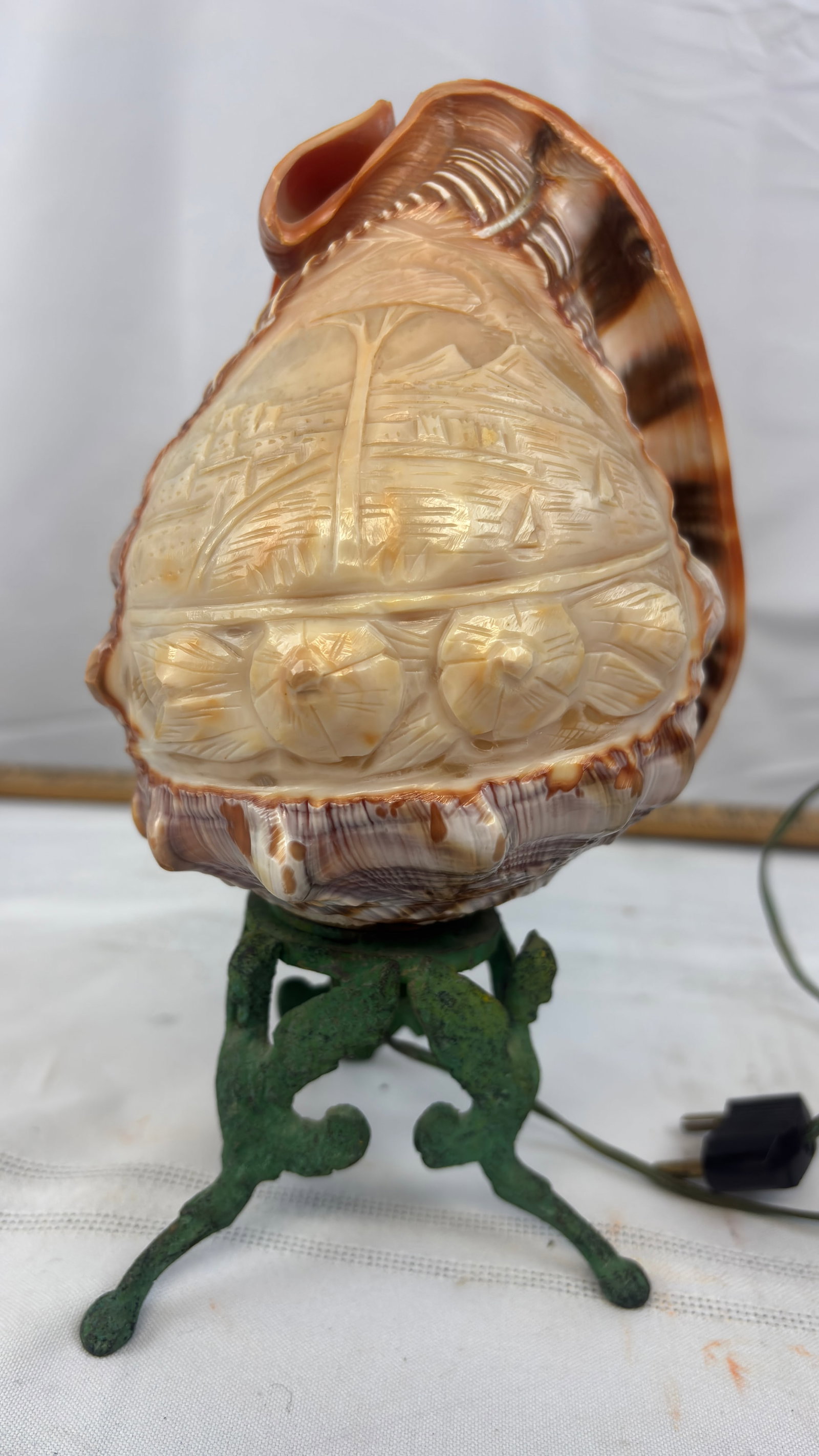 Vintage Hand Carved Cameo Shell from Italy with Stand / Light Fixture (1 of 5)