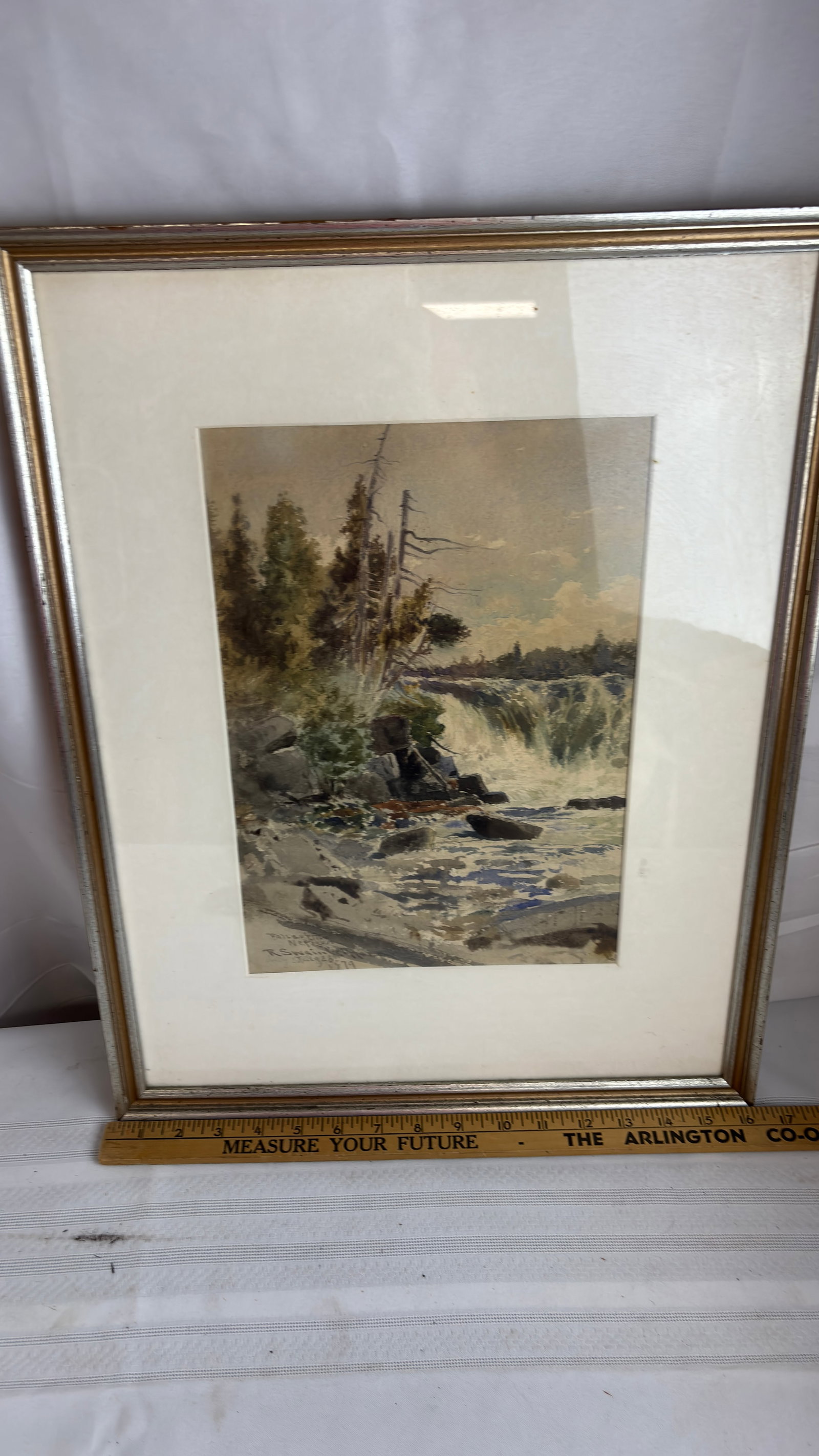 "The Falls of Nepisum" Watercolor by R. Swain, Signed/Dated July, 1879 (1 of 5)