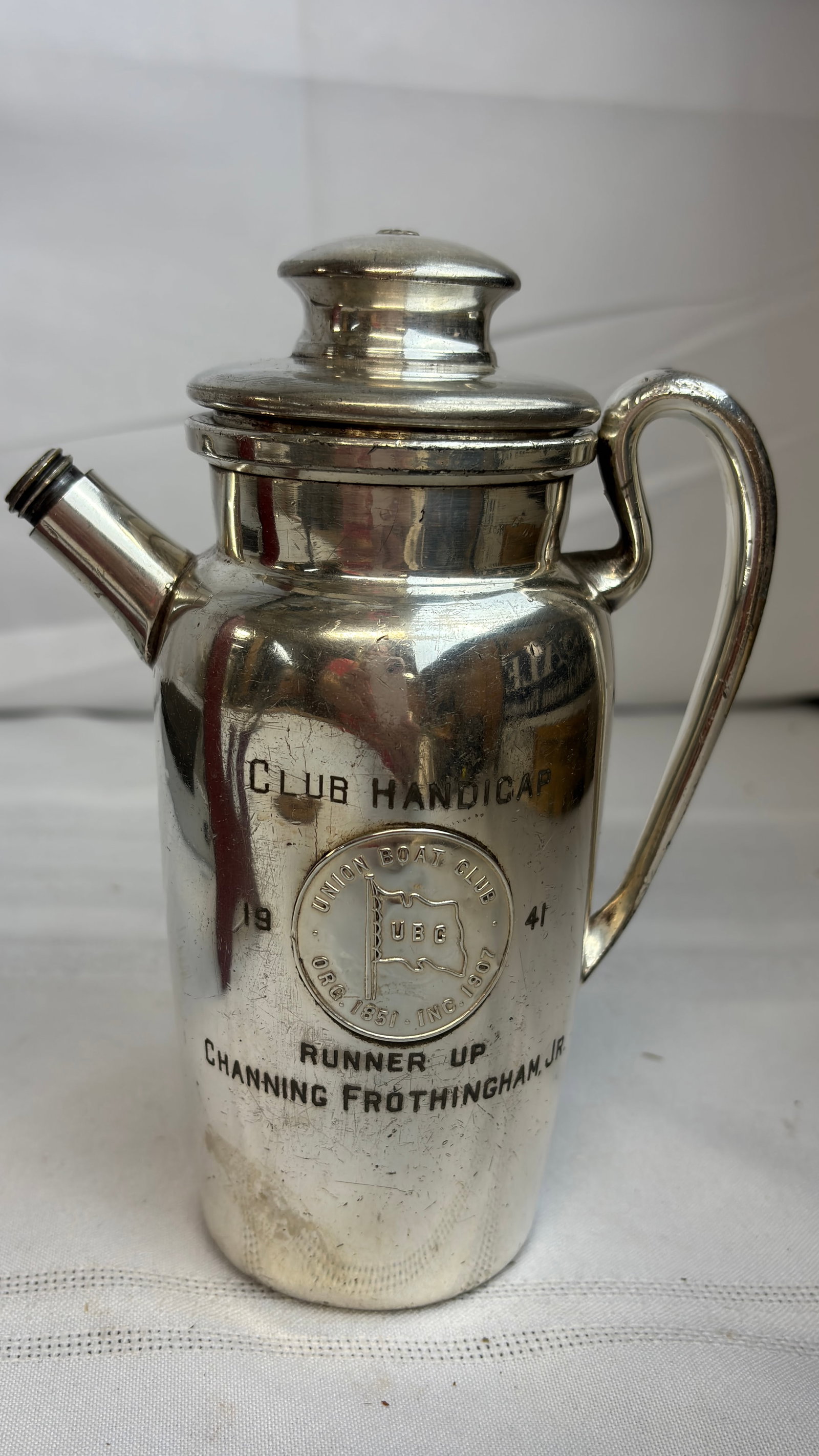 Boston Beacon Hill - Union Boat Club Trophy (Rowing Club) - 1941 - Runner Up - C Frothingham (1 of 4)
