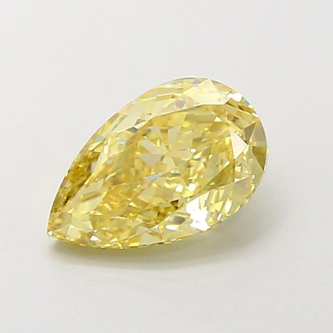 1.72 Lab Grown Diamond FANCY INTENSE YELLOW PEAR Shape: A captivating a 1.72 ct lab-grown diamond in Fancy Intense Yellow, cut with an elongated teardrop silhouette. An excellent pick for a pendant, this stone delivers rich color depth with strong visual p