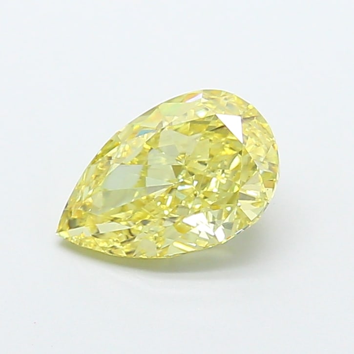 2.02 Lab Grown Diamond FANCY INTENSE YELLOW PEAR Shape: Presenting a 2.02 ct lab-grown diamond in Fancy Intense Yellow, cut with an elongated teardrop silhouette. Pairs beautifully with a earring drops, this stone delivers rich color depth with strong visu