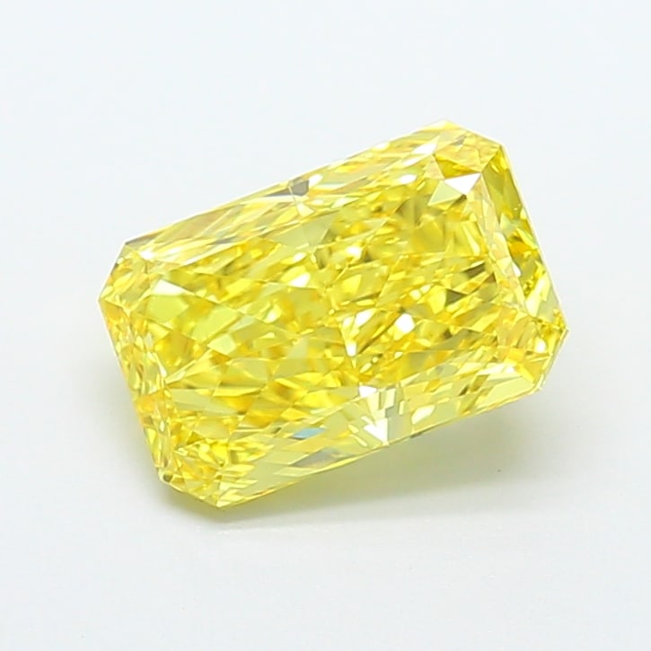 2.58 Lab Grown Diamond FANCY VIVID YELLOW RADIANT Shape: Featuring a 2.58 ct lab-grown diamond in Fancy Vivid Yellow, cut with a brilliant radiant profile. A great choice for a minimalist setting, this stone delivers high-saturation color that stands out be
