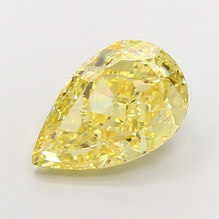 3.02 Lab Grown Diamond FANCY INTENSE YELLOW PEAR Shape: Showcasing a 3.02 ct lab-grown diamond in Fancy Intense Yellow, cut with an elongated teardrop silhouette. Ideal for a solitaire ring, this stone delivers rich color depth with strong visual presence